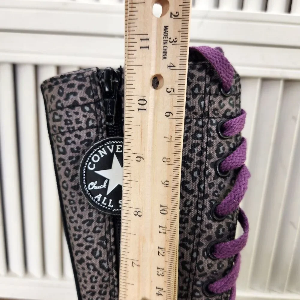 Converse CTAS XXHI Knee High Sneakers Junior Size 1 Purple Leopard Shoes 636401C